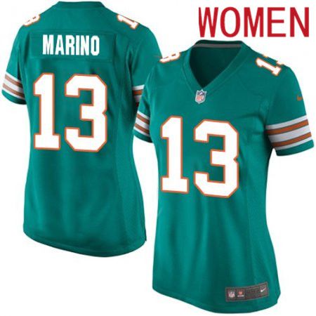 Women Miami Dolphins #13 Dan Marino Nike Green Alternate Game NFL Jersey